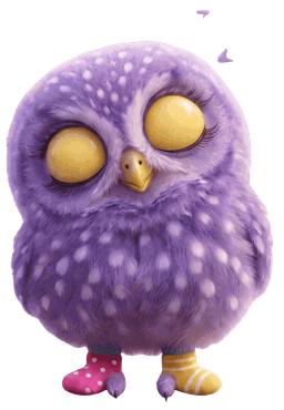 Bubo durmiendo con sus medias de colores