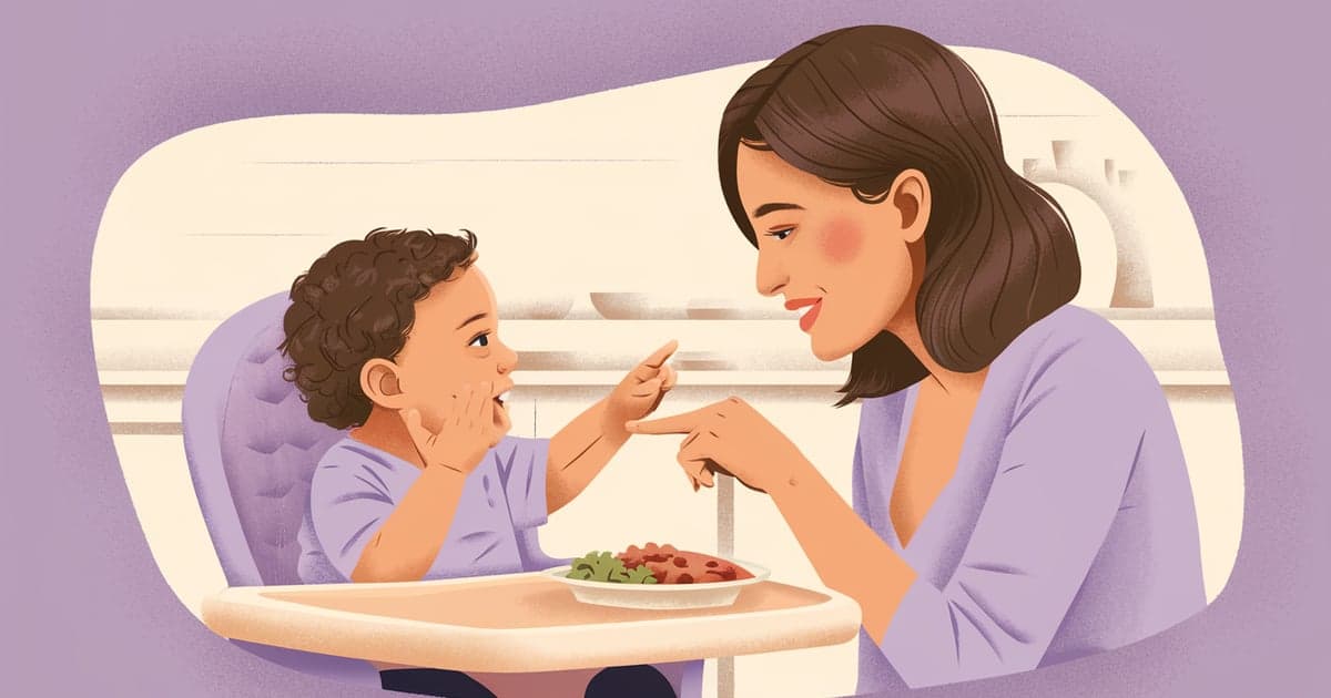 Ilustración: Estimulación del lenguaje en el baño, la comida y el paseo: cómo aprovechar la rutina diaria en casa